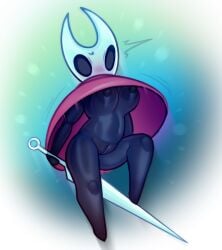 1girls 2_horns arthropod big_ass big_butt black_body black_skin blush bubble_ass bubble_butt bug bug_girl chibi clothed clothing female floating genitals group heart_eyes heart_symbol hi_res hollow_knight hollow_knight:_silksong hornet_(hollow_knight) insects large_ass large_butt lips public public_nudity pussy silksong team_cherry upskirt vulva