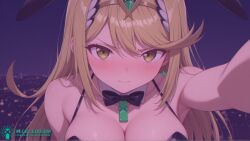 1girls 2025 aegis_elysium ai ai_art ai_assisted ai_female ai_generated alternate_breast_size alternate_clothing alternative_clothing animal_ears background bikini black_bunnysuit black_clothes black_clothing black_ribbon blue_background blush blushing_at_viewer breasts breasts_bigger_than_head bunny_ears bunnygirl bunnygirl_outfit bunnysuit camera_view city cityscape cleavage earrings female female_focus garter_straps gem gloves hair_ornament headpiece hi_res high_quality high_res high_resolution highres hot huge_breasts jewelry large_breasts light lights long_hair looking_at_viewer mythra mythra_(xenoblade) navel nervous night night_sky nintendo outdoors pov ribbon sexy skindentation sky smile solo_focus swept_bangs tiara tsundere very_long_hair watermark xenoblade_(series) xenoblade_chronicles_(series) xenoblade_chronicles_2 yellow_eyes