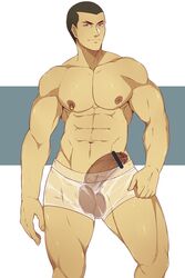 1boy bara big_penis buzz_cut censored dojima_gin male_only muscle ryee shokugeki_no_souma solo_male transparent_clothing