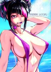 1girls adult adult_female almost_naked almost_nude arm_behind_head armpits bare_armpits bare_arms bare_belly bare_breasts bare_chest bare_hands bare_midriff bare_navel bare_shoulders bare_skin bare_tits bare_torso belly belly_button big_breasts bikini black_hair black_hair_female blue_background blue_eyes blue_eyes_female blue_sky breasts busty busty_female busty_girl capcom closed_mouth_smile clouds collarbone day daylight daytime diagonal_bangs digital digital_art digital_drawing digital_drawing_(artwork) digital_media digital_media_(artwork) elbows exposed_armpits exposed_arms exposed_belly exposed_breasts exposed_chest exposed_midriff exposed_navel exposed_shoulders exposed_skin exposed_tits exposed_torso eye_closed eyebrows_visible_through_hair female female_focus female_only hair_over_one_eye hand_behind_head heterochromia high_resolution highres huge_boobs huge_breasts juri_han large_boobs large_breasts lean_figure lips lolipop looking_at_viewer mature mature_female midriff mostly_nude multicolored_hair naked naked_female naked_woman narrow_waist navel nearly_nude nipple_bulge nipples nude nude_female nudity one-piece_swimsuit one_eye_closed one_eye_open outdoor outdoor_nudity outdoors outside pink_eyes pink_eyes_female pink_hair pink_hair_female plump_breasts posing posing_for_the_viewer practically_nude purple_bikini purple_one-piece_swimsuit purple_swimsuit purple_swimwear sdbh_satopu short_hair shoulders sideboob sidelocks simple_background sky slender_body slender_waist slim_waist sling_bikini slingshot_swimsuit smile smiley_face smiling smiling_at_viewer smirk solo standing street_fighter swimsuit swimwear underboob upper_body wink winking winking_at_viewer winking_eye