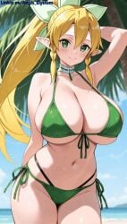 1girls 2025 aegis_elysium ai ai-generated ai_art ai_generated ai_video alfheim_online alternate_breast_size animated animation arm_up armpit armpits arms_behind_back arms_up ass background bandai_namco beach bikini blonde_hair blush blushing_at_viewer border bra breasts camera_view cleavage cloud clouds day earrings elf elf_ears fairy female female_focus floor gem grabbing grabbing_breast grabbing_breasts grabbing_own_breast grabbing_own_breasts green_eyes hair_ornament hand_on_own_chest headpiece hi_res high_quality high_res high_resolution highres holding holding_breast holding_breasts holding_own_breast holding_own_breasts horny huge_breasts jewelry kirigaya_suguha large_breasts leafa lewd long_hair looking_at_viewer looking_up loop looping_animation mountain mountains naughty navel nervous ocean outdoors ponytail resized ribbon room sea seaside shy skirt sky solo solo_focus standing sword_art_online thick_breasts thick_thighs thighs tiara vegetation very_long_hair video water watermark wet