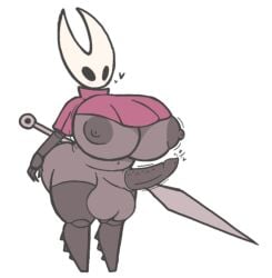 aplovestudio balls blush breasts chubby female futanari hollow_knight hornet_(hollow_knight) huge_ass huge_balls huge_breasts huge_cock huge_nipples insect_girl intersex nipple_slip partially_clothed penis silksong solo_female thick_thighs
