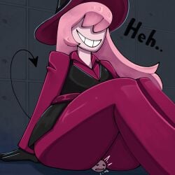 1ambiguous 1girls ass big_ass breasts buttcrush demon demon_tail female giantess light-skinned_female light_skin mona_(veruveru21) pink_hair tagme tail thighs veruveru21