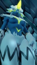 absurd_res animal_humanoid anthro ass athletic athletic_female big_butt erect_nipples felid felid_humanoid feline female fur generation_7_pokemon glowing glowing_markings hi_res humanoid legendary_pokemon looking_at_viewer mammal mammal_humanoid markings nintendo nipples nude nude_anthro nude_female pokemon pokemon_(species) samtrix slim small_waist solo tail thick_thighs white_body white_fur yellow_eyes zeraora