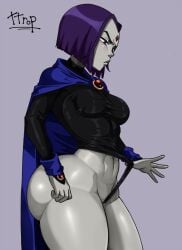 ass dc dc_comics female grey_skin leotard purple_hair raven_(dc) stomach superhero superheroine teen_titans thighs ttrop