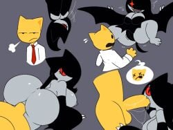 2026 4:3 animal_humanoid animated anthro anthro_penetrating anthro_penetrating_humanoid anus ass balls bat bat_humanoid bat_wings big_breasts big_butt breasts clothing duo felid feline felis fellatio female female_penetrated genitals grey_body humanoid humanoid_on_anthro humanoid_penetrated looking_back male male/female male_penetrating male_penetrating_female mammal mammal_humanoid membrane_(anatomy) membranous_wings necktie oral penetration penile penile_penetration penis penis_in_mouth penis_in_vagina red_sclera sex snazzle_snapp tail tongue tongue_out tongue_out_fellatio upside-down vaginal_penetration vampire wings yellow_body