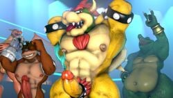 3d 4boys anthro arms_behind_head balls bandicoot bara belly belly_bulge big_nipples big_penis bowser charizard chubby crash_(series) crossover crunch_bandicoot donkey_kong_(series) erection furry gay k_rool koopa kremling male male_only mario_(series) marsupial muscular nipples penis pokemon pokemon_(species) source_filmmaker spiked_bracelet tagme tongue_out veiny_penis video_games voluptuousvenomvixen wings yaoi
