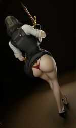 1girls almost_naked almost_nude ass ass_focus big_ass big_breasts black_hair black_hair_female breasts business_suit dark_background fat_ass female female_focus fingerless_gloves fortnite fortnite:_battle_royale from_behind gloves gold heels hourglass_figure hourglass_figured_female huge_ass knife marigold_(fortnite) mature_female mini_skirt nude_female open_clothes panties presenting_ass presenting_butt red_panties sexy shiny shiny_skin short_hair_female slim slim_waist solo_female solo_focus thick_ass thick_thighs thighs upskirt viewed_from_behind walking white_body