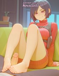 1boy 1futa 2025 ada_wong ai_generated artist_name barefoot blurry blurry_background blush breasts bust chest cock dick feet feet_fetish foot_fetish foot_play footjob futanari hi_res high_quality high_resolution highres intersex male novalust patreon patreon_username penis resident_evil ribbed_dress ribbed_sweater short_hair sitting smile solo_focus stable_diffusion straight sweater toejob toes turtleneck turtleneck_sweater uncensored watermark