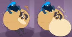 2boys anthro anthro_on_anthro ass ass_bigger_than_head big_ass blue_fur bubble_ass bubble_butt cracked_wall crushed_by_ass cum_in_ass cum_leaking cum_overflow cum_overflowing cumflated cumflated_belly cumflating_male cumflation ekkoroya furry gay gay_sex glasses huge_ass lucario male male/male onomatopoeia pokemon pokemon_(species) sex tagme thick_thighs wide_hips yaoi zoroark