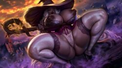 1girls alternate_version_available areolae big_breasts big_lips bimbo bimbo_lips black_eyes black_lips black_lipstick breasts breasts_out elden_ring elden_ring_nightreign exposed_breasts female female_only footwear hair hat headwear heels high_heels holding_object holding_staff huge_breasts lace lace-trimmed_panties lace-trimmed_thighhighs lace_trim large_breasts lingerie lips lipstick long_hair mister69m nipples panties parted_lips platform_heels recluse_(nightreign) solo solo_female squatting staff thick_lips white_hair white_panties witch witch_costume witch_hat