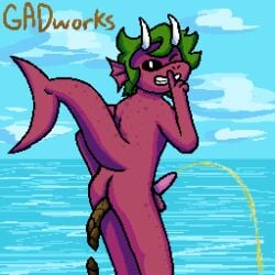 nude_male ocean original original_artwork original_character outdoors outside scat scatplay urine urine_stream watersports