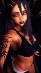 1girls 3d 4k beauty_mark belly black_hair black_lipstick blacked blacked_clothing bra breasts chromatic_aberration crashbanditkut dark-skinned_female dark_skin eyeliner eyeshadow female female_focus gloves hair hayase_nagatoro hi_res high_resolution highres lips lipstick long_hair looking_at_viewer makeup medium_hair mole mole_above_mouth nail_polish nails navel navel_piercing panties pantyhose please_don't_bully_me _nagatoro qos qos_tattoo queen_of_spades queen_of_spades_symbol queen_of_spades_tattoo selfie short_hair small_breasts solo spade_tattoo tattoo tattoos virt-a-mate virtamate wet wet_body wet_skin yellow_eyes