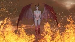 1girls 3d 3d_(artwork) baldur's_gate baldur's_gate_3 breasts demon demon_girl demon_horns demon_tail demon_wings dungeons_and_dragons female female_only high_resolution highres horns lamdiel02 medium_breasts mizora naked naked_female nipples nude nude_female pubic_hair pussy red_hair short_hair solo solo_female vagina wings