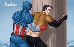 2boys anal avengers big_penis captain_america costume cum cum_inside gay male male_only marvel marvel_comics mask masturbation mephisto mephisto(artist) muscles namor penis sperm steve_rogers superhero tights yaoi