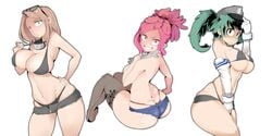 3girls ass_cleavage big_breasts bikini bikini_bottom bikini_top blonde_hair bra breasts butt_crack camie_utsushimi cap cleavage clothed clothes clothing cutoffs daisy_dukes daisy_dukes_bikinis_on_top denim denim_shorts elbow_gloves embarrassed female female_deku female_only freckles genderswap_(mtf) glasses gloves green_eyes green_hair hand_on_hip hat hotvr hourglass_figure izuku_midoriya large_breasts long_hair looking_at_viewer looking_back medium_hair mei_hatsume multiple_girls my_hero_academia no_bra panties pink_hair ponytail rule_63 short_shorts shorts sideboob smile smiling stockings sunglasses sunglasses_on_head thick_thighs thighs thin_waist thong thong_bikini tight_clothing topless uncensored whale_tail white_background wink wrench yellow_eyes