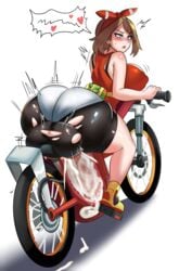 1futa aged_up ahe_gao alternate_breast_size alternate_outfit artificial_vagina ass back back_view bag ball_bulge balls balls_under_clothes belt bicycle big_ass big_ass_(futa) big_testicles bike blue_eyes breasts brown_hair bubble_ass bubble_butt clothed clothing cock-tail cum cum_drip cum_in_container cumshot curvy ejaculation erect_nipples erection excessive_cum futa_only futanari hands-free handsfree_ejaculation huge_ass huge_breasts huge_cock huge_thighs human hyper intersex leggings light-skinned_futanari light_skin long_penis looking_back masturbating masturbation may_(pokemon) may_(pokemon_oras) mostly_clothed motion_lines nintendo nipple_bulge nipples orgasm pale_skin penis penis_out pokemon pokemon_oras rolling_eyes sex_bike sex_toy short_hair simple_background solo speech_bubble sweat testicles text thick_ass thick_thighs thighs tight_clothing tight_shorts torn_clothes torn_shorts veiny_penis white_background wide_hips x-ray ytrall