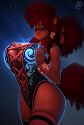 1girls anthro big_breasts breasts cleavage dark-skinned_female dark_skin female female_focus female_only huge_breasts large_breasts neozoa nz_naughty red_hair solo thick_thighs wide_hips