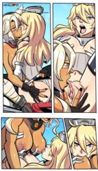 27lsd ahe_gao big_breasts breast_sucking breasts iowa_(kantai_collection) kantai_collection licking_pussy musashi_(kantai_collection) oral oral_sex petite possession sucking_nipples tongue_out yuri