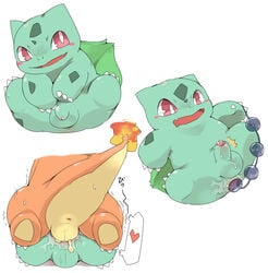 2boys anal_beads anus ass blush bodily_fluids bulbasaur charmander cum cum_in_ass cum_inside cum_leaking duo feet feral fire foreskin gay genital_fluids interspecies looking_at_viewer male male_penetrating_male nintendo ookm pokémon_(species) pokemon pokemon_rgby scalie sex sex_toy shaking small_penis tail testicles trembling video_games yaoi