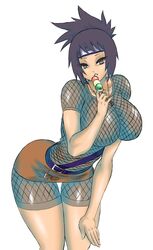 big_breasts female female_only long_hair mitarashi_anko naruto nexus-sig ponytail purple_hair solo solo_female solo_focus