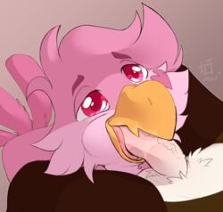 anthro avian avian_(starbound) beak beak_fetish beak_play beak_sex beakjob bedroom_eyes bird cerise_(delrar) chicken duo galliform gallus_(genus) hi_res male male/male narrowed_eyes o-ishi oral phasianid seductive sex starbound svi video_games