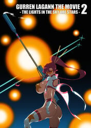 absurdres ass back backless_outfit bangs black_panties breasts copyright_name explosion female gloves gun highres huge_ass huge_breasts huge_weapon long_hair looking_at_viewer orange-tinted_eyewear panties pixiv1862504 ponytail red_hair rifle sideboob smile sniper_rifle solo space space_yoko star sunglasses tengen_toppa_gurren_lagann thick_thighs thighhighs thighs thong tinted_eyewear underwear very_long_hair weapon white_gloves white_legwear yellow_eyes yoko_littner