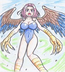 big_breasts breasts female harcypete harpy pink_hair seiken_densetsu seiken_densetsu_3 solo tagme trials_of_mana