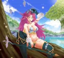 angela angela_(seiken_densetsu_3) angela_(trials_of_mana) breasts cleavage female green_eyes huge_breasts large_breasts looking_at_viewer pink_hair seiken_densetsu seiken_densetsu_3 solo tagme trials_of_mana