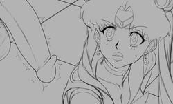 1boy1girl 1girls artist_request bishoujo_senshi_sailor_moon clothed_female_nude_male clothing female looking_at_penis male meme monochrome nervous penis_awe sailor_moon sailor_moon_redraw_challenge sailor_senshi_uniform sweatdrop tagme uncensored usagi_tsukino