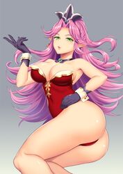 angela angela_(seiken_densetsu_3) angela_(trials_of_mana) ass breasts cleavage female green_eyes huge_ass large_breasts looking_at_viewer purple_hair seiken_densetsu seiken_densetsu_3 solo tagme trials_of_mana