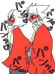 ambiguous_gender ambiguous_penetrated anal anal_penetration anal_sex blush clothing fujishi heart_eyes heavy_blush humanoid humanoid_penis japanese_text male male/ambiguous male_penetrating penis red_clothing sky:_children_of_the_light tagme text thatgamecompany valley_elder_2 white_hair