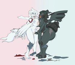 2girls anthro anthrofied ashwolves5 ass bodily_fluids breast_frottage breasts cum dragon duo female furry genital_fluids huge_breasts interspecies lactation legendary_pokémon nintendo original_character pokémon_(species) pokemon pokemon_bw reshiram scalie tail thick_thighs transformation video_games wet wide_hips wings yuri zekrom