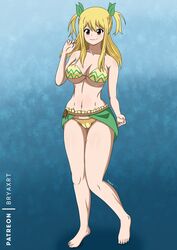 big_breasts blonde_hair brown_eyes bryaxrt fairy_tail female female_only long_hair lucy_heartfilia solo solo_female solo_focus swimsuit thick_thighs