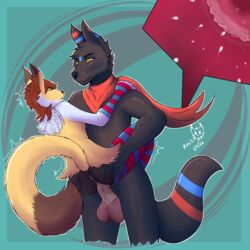 1boy 1girls 2020 alternate_color anthro anthro_penetrating_anthro anthrofied black_body black_fur blue_body blue_fur bodily_fluids canid canine cum cum_in_pussy cum_inside dated duo ejaculation erection female female_penetrated fox fur furry genital_fluids impregnation interspecies larger_male male male_penetrating male_penetrating_female malekart mammal nintendo nude original_character ovum penetration pokemon pokemon_gsc pokemon_xy pussy scarf sex size_difference smaller_female sperm_cell testicles text vaginal_penetration video_games watermark white_body white_fur