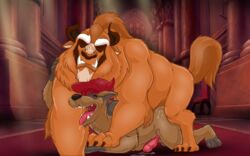 anal anal_sex anthro ash_cinder ass beast_(disney) beauty_and_the_beast bodily_fluids canid canine canis closed_eyes coyote coywolf cum cum_in_ass cum_inside disney duo ejaculation fangs gay genital_fluids genitals hi_res humanoid_genitalia humanoid_penis hybrid male male/male male_only mammal nude penetration penis sex submissive submissive_male tongue tongue_out wolf yaoi