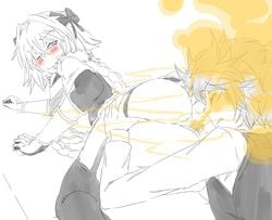 2boys anus ass ass_grab ass_sniffing asshole astolfo_(fate) blush butthole facefart fart fart_cloud fart_fetish farting farting_in_face fate_(series) femboy gay lazei looking_back male/male pink_eyes sieg_(fate/apocrypha) simple_background sniffing trap uncolored yaoi