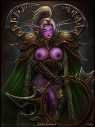 1futa areolae big_penis breasts dickgirl futa_only futanari looking_at_viewer maiev_shadowsong night_elf nipple_piercing nipples penis piercing solo vempire world_of_warcraft