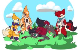 4boys after_sex alternate_color anthro anthrofied ass bodily_fluids canine checker claws cum cum_on_ass cum_on_face digital_media_(artwork) erection facial feral floatzel foursome fox fur furry gangbang gay genital_fluids group hair hi_res interspecies koal_(koalcleaver) lechecker male male_only nintendo nude open_mouth orgy original_character otter penis pokémon_(species) pokemon pokemon_(species) pokemon_bw pokemon_dppt simple_background smile tail testicles tongue toru_(koalcleaver) video_games yaoi zoroark