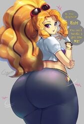 1girls adagio_dazzle ass ass_jiggle ass_shake big_ass big_hair blonde_hair bubble_butt cigusa dat_ass equestria_girls female female_only huge_ass human humanized large_ass looking_back my_little_pony pants rude sideboob smile smug sunglasses sunglasses_on_head talking_to_viewer thick_thighs thunder_thighs tight_clothing voluptuous wide_hips