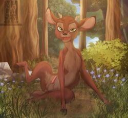 2020 anatomically_correct anatomically_correct_genitalia anatomically_correct_penis anus balls bambi_(film) bedroom_eyes big_ears cervid disney elemental_creature erection feral field flora_fauna flower fluffy fluffy_tail forest genitals grass green_eyes hi_res hooves horn leaning looking_at_viewer magayser male male_only mammal narrowed_eyes naughty_face open_mouth open_smile outdoors penis plant presenting presenting_balls presenting_crotch presenting_penis raised_leg rock ronno scut_tail seductive shrub sitting small_penis smile smug solo testicles tongue tree watermark young