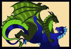 dragon duo female feral male radium_(character) saphinel seawing_(wof) straight wings_of_fire wyvern