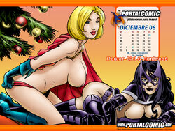 00s 2000s 2006 2girls big_breasts birds_of_prey black_hair blonde_hair blue_eyes breasts dark_hair dc dc_comics female female_only huntress_(dc) kara_zor-l karen_starr large_breasts long_hair mariano_navarro multiple_females multiple_girls nipples power_girl purple_eyes superman_(series) topless