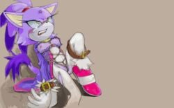 angry_sub arms_behind_back blaze_the_cat blush bondage bound crotch_rope exposed_breasts femsub helpless high_heels humiliation manaita nipples on_back restrained rope shibari solo sonic_(series) torn_clothes