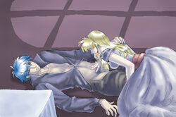 all_fours aozora_kyuuji balls belt blonde_hair blowjob blue_hair censored closed_eyes earring fellatio female finn_(fire_emblem) fire_emblem fire_emblem:_genealogy_of_the_holy_war gown hand_on_crotch hand_on_shoulder lachesis_(fire_emblem) licking licking_penis lying male no_briefs on_back open_clothes open_mouth open_pants open_shirt oral pants penis penis_lick pubic_hair shirt smile straight tiara tongue tongue_out