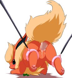 bdsm blush canid censored disembodied_penis eeveelution female flareon fur furry orange_fur pokemon pokemon_(species) pussy realistic_animal tagme wkar