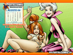 2006 2girls female female_only hanna-barbera human judy_jetson mariano_navarro multiple_females multiple_girls nipples pebbles_flintstone red_hair the_flintstones the_jetsons the_pebbles_and_bamm-bamm_show white_hair