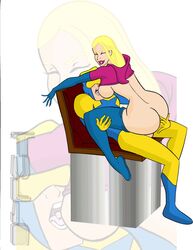 1girls batman_(series) booster_gold dc dc_comics female human male michael_carter sex spoiler_(dc) stephanie_brown straight tulio