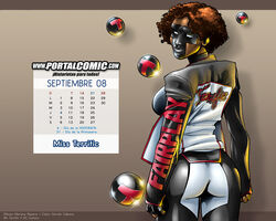 1girls african_female ass brown_hair butt dark-skinned_female dark_skin dc dc_comics female female_only fully_clothed genderbend genderswap genderswap_(mtf) looking_at_viewer mariano_navarro melanin mister_terrific rule_63 solo