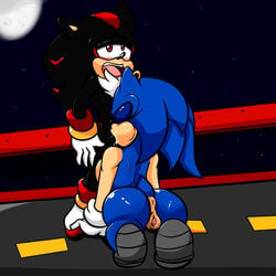 1boy 1girls anus ass black_fur black_hair blue_fur blue_hair blush breasts closed_eyes ear fellatio female half-closed_eyes hedgehog male male_on_female open_mouth penis pixiv pussy red_eyes red_fur red_hair road rule_63 sega shadow_the_hedgehog sonic_(series) sonic_the_hedgehog sonic_the_hedgehog_(series) sonique_the_hedgehog soulyagami64 straight street suck sucking tail